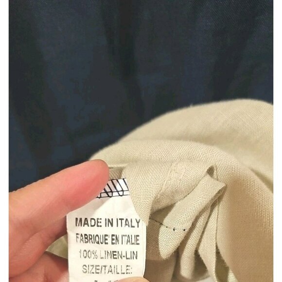 Via Signoria Striped Linen Midi Dress Large Blue White Made in Italy Boho Hippie - Picture 5 of 8